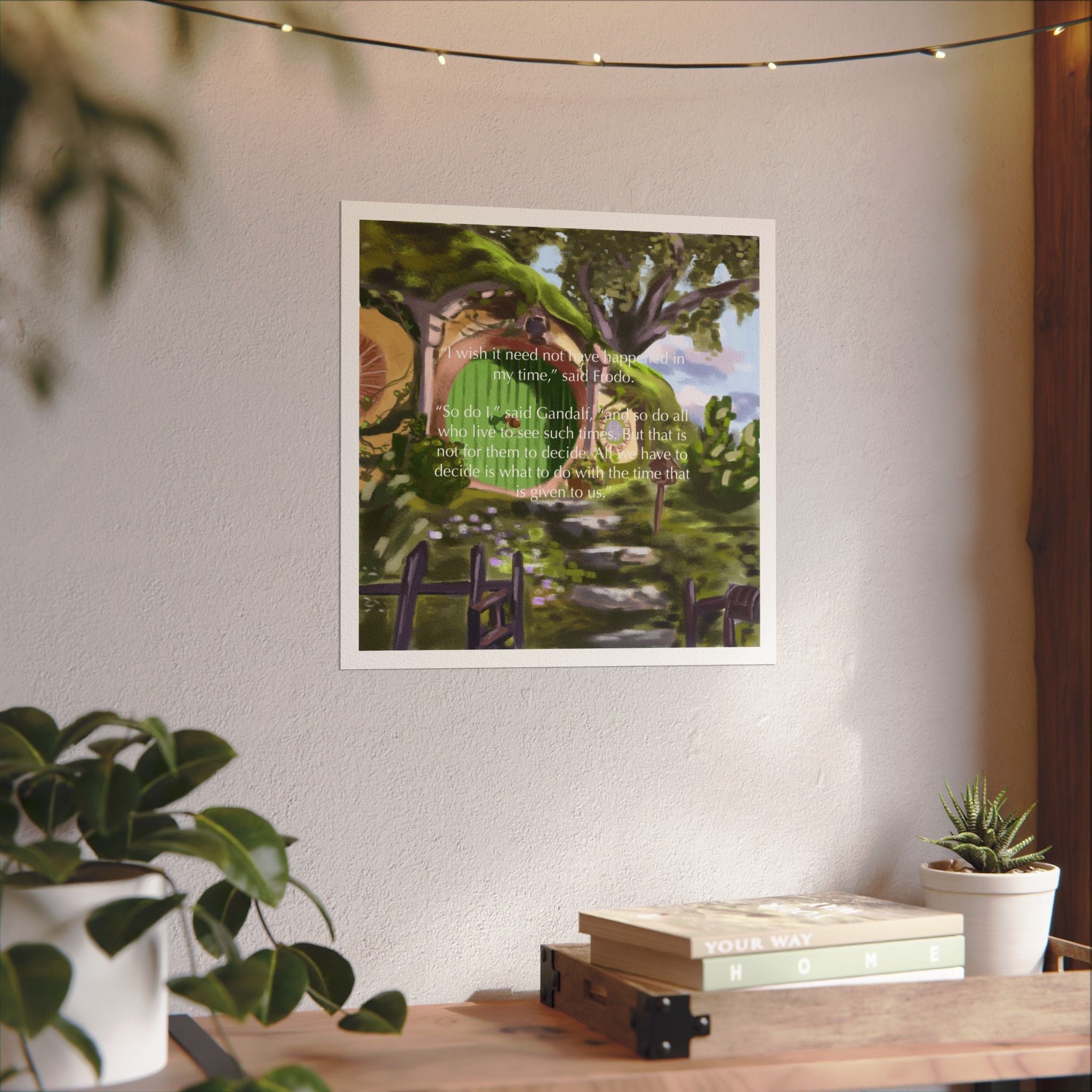 Hobbit House w/ quote - Watercolor Matte Poster