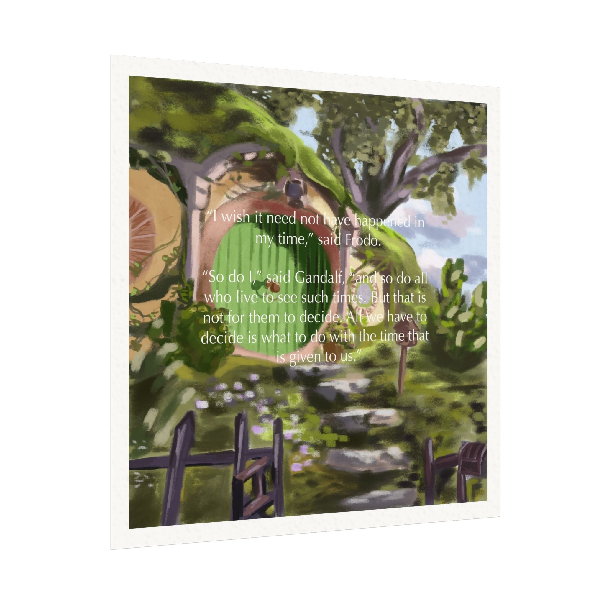 Hobbit House w/ quote - Watercolor Matte Poster