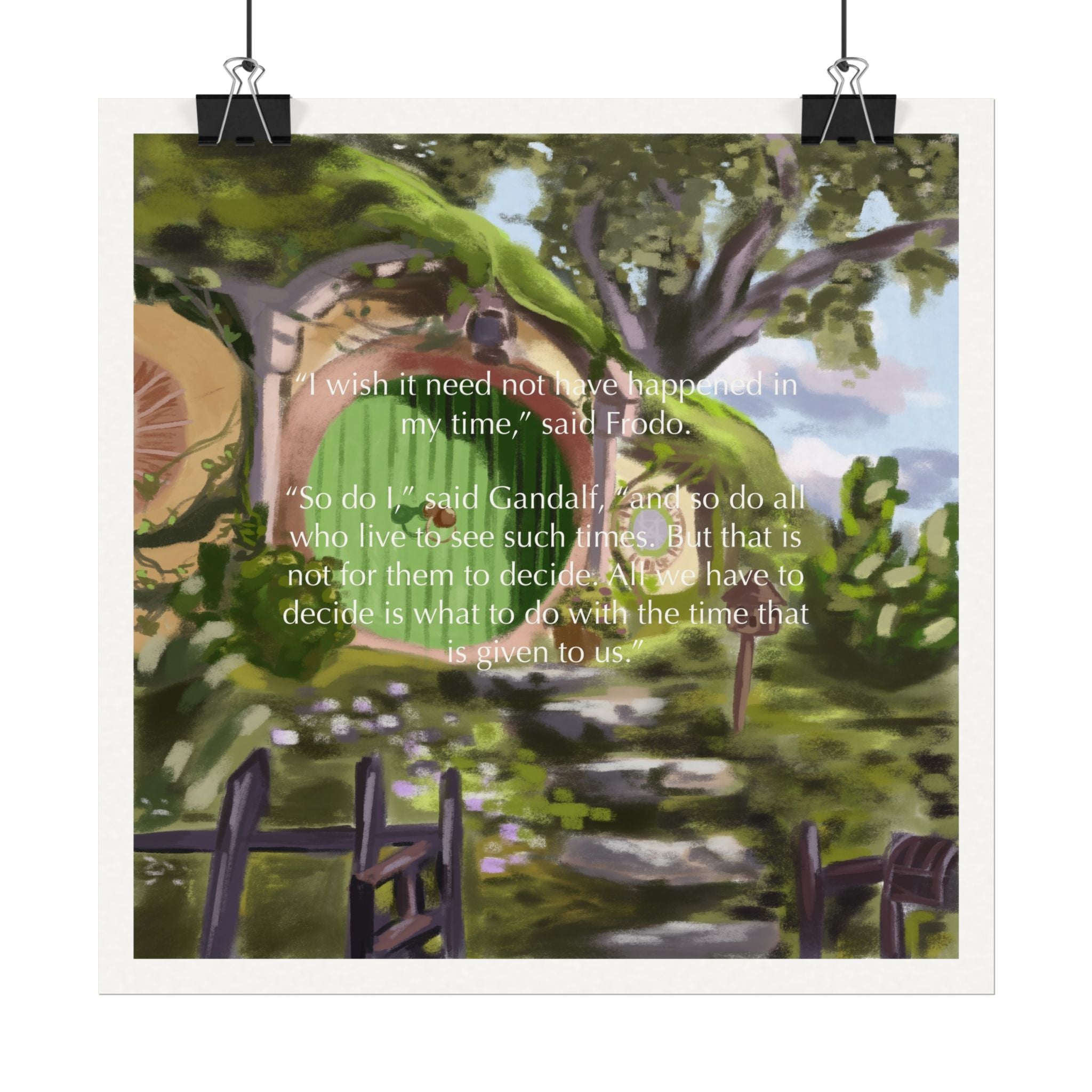 Hobbit House w/ quote - Watercolor Matte Poster